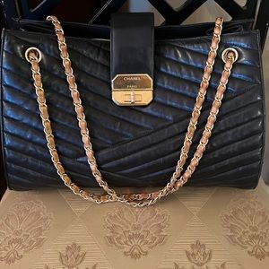 Chanel Gabrielle accordion black lamb skin